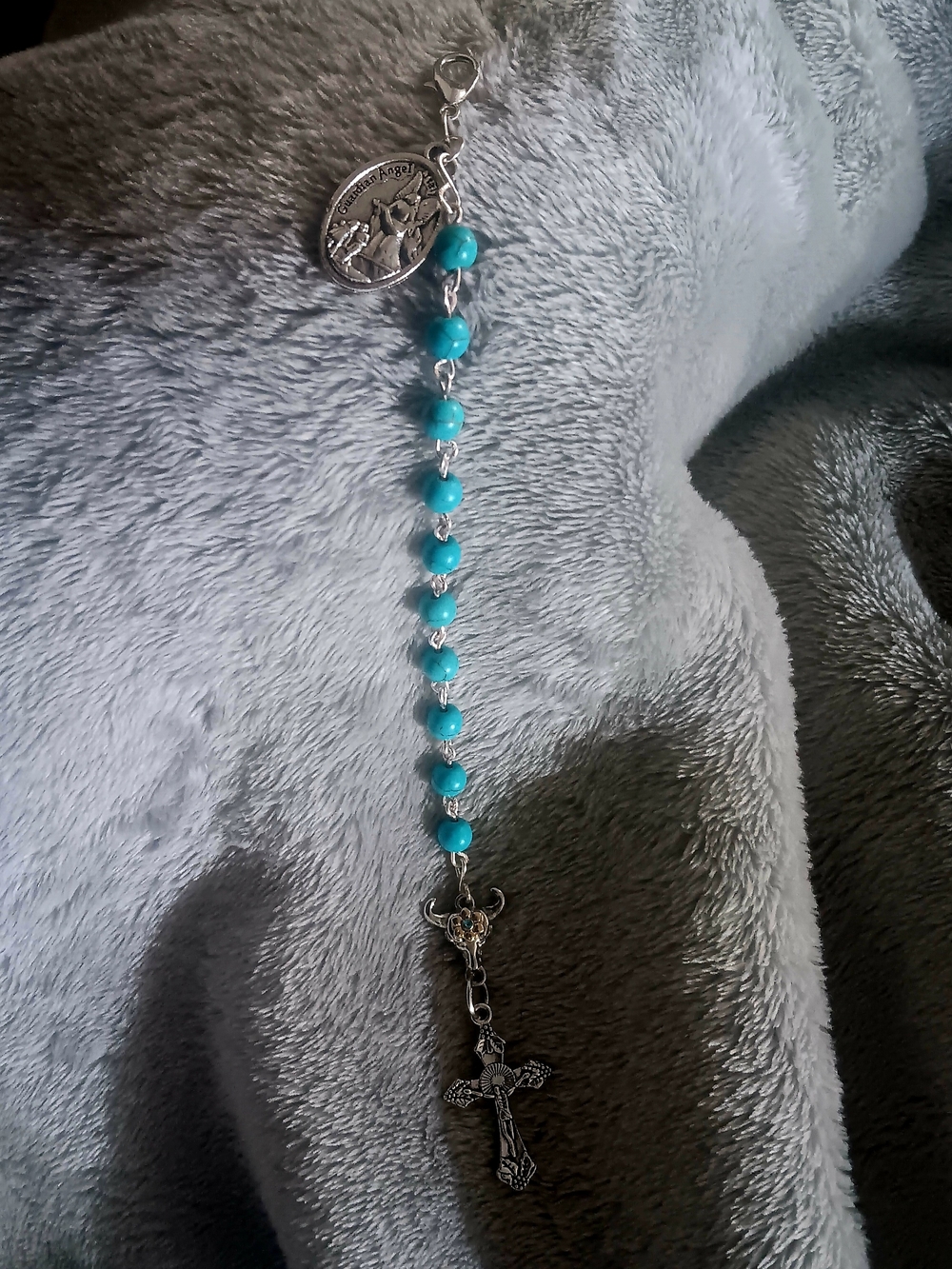 Turquoise Pocket Rosary with Silver Cross